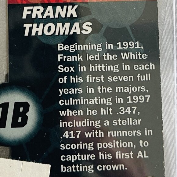 FRANK THOMAS * 1998 Aurora CEL-fusion Special Die Cut. Mint Condition - Picture 3 of 4